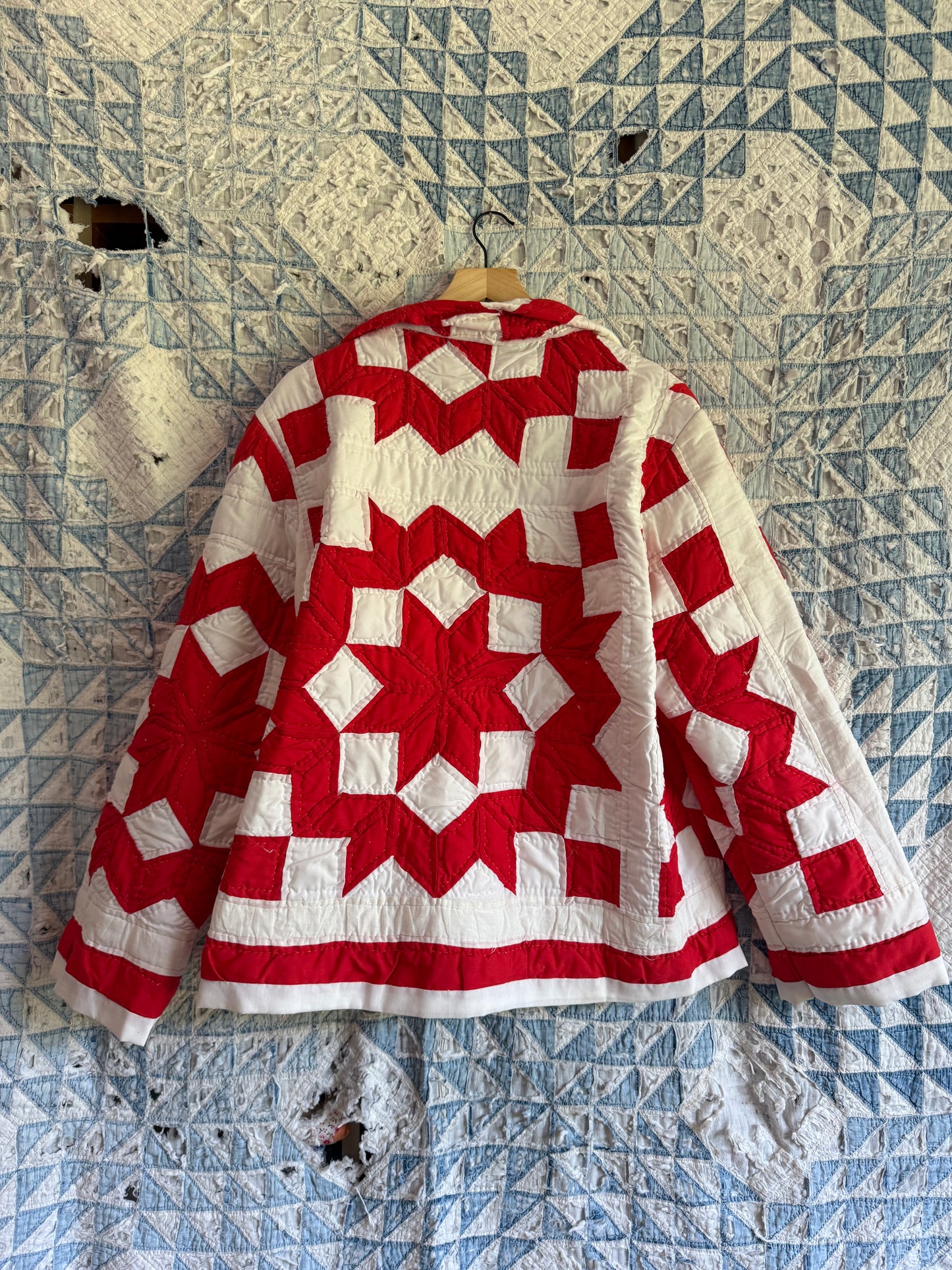 Red + White Quilt Jacket L/XL