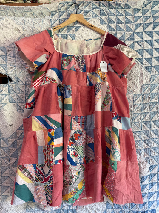 Pink Patchwork Babydoll Dress