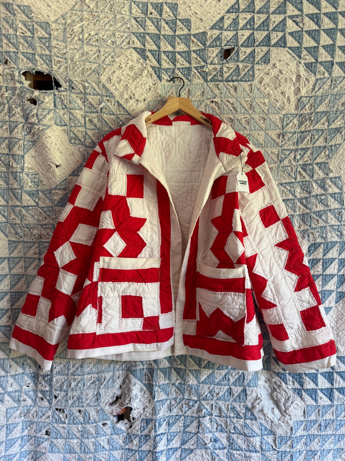Red + White Quilt Jacket L/XL