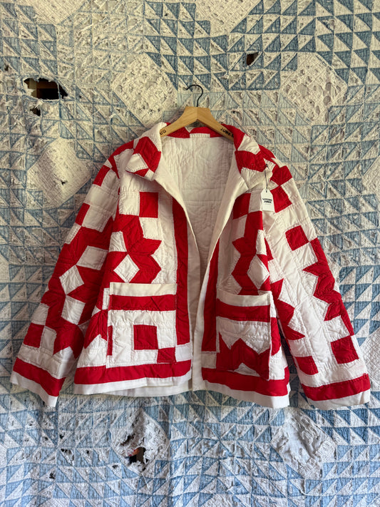 Red + White Quilt Jacket L/XL