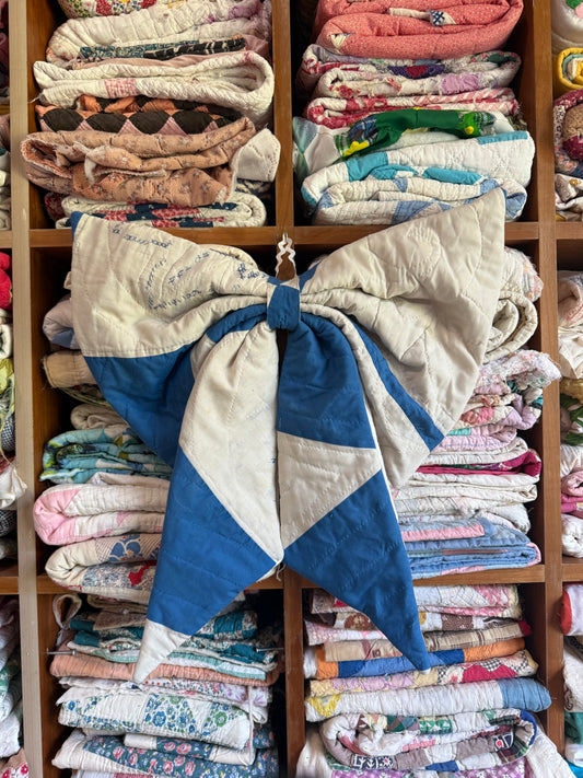 Blue + White Bow
