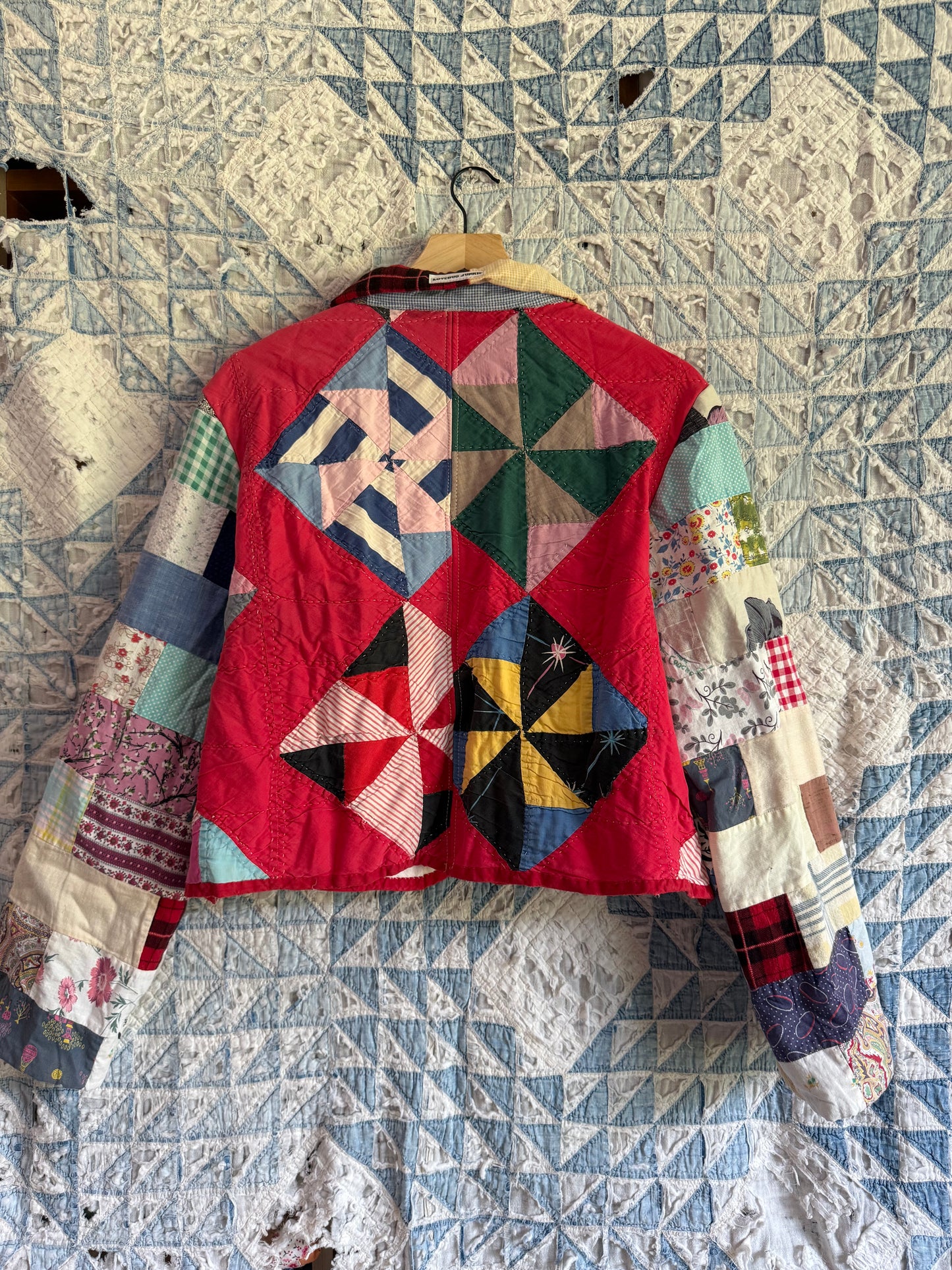 Red Patchwork Quilt Jacket M/L