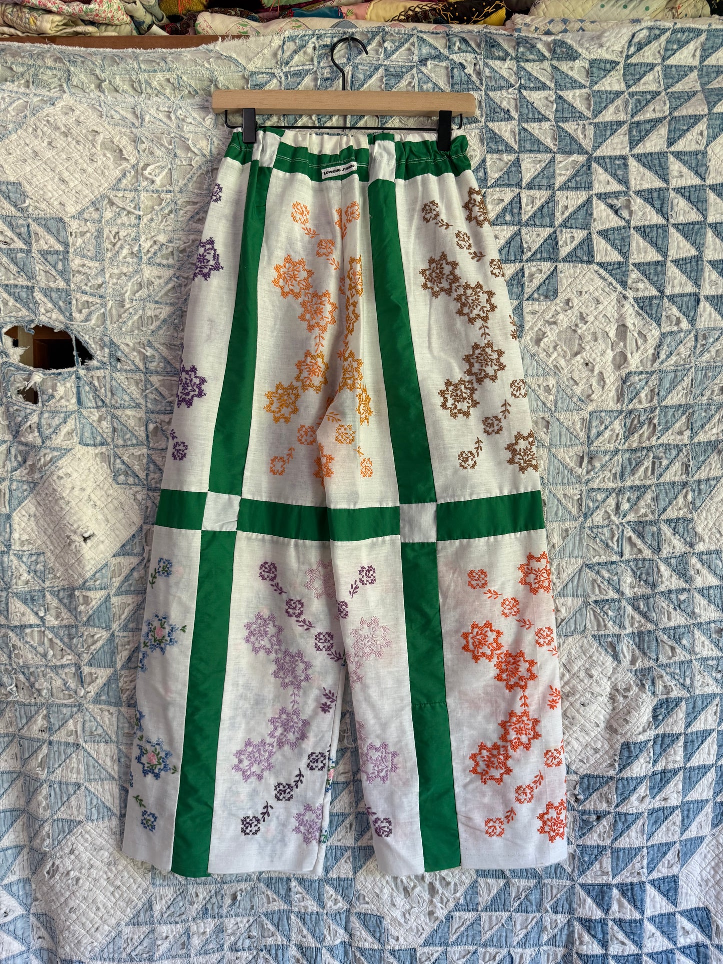 Quilt Top Embroidered Pants M/L