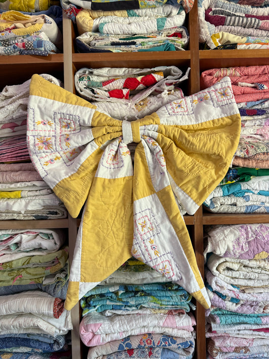 Yellow Embroidered Bow