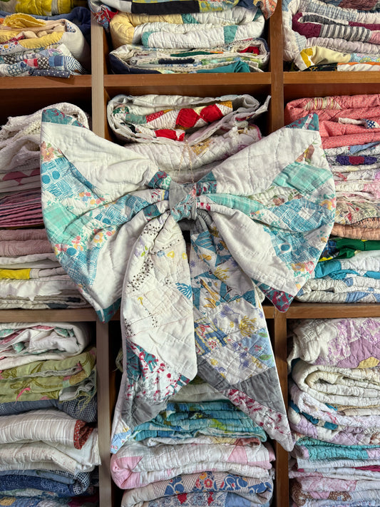 Blue Patchwork Bow