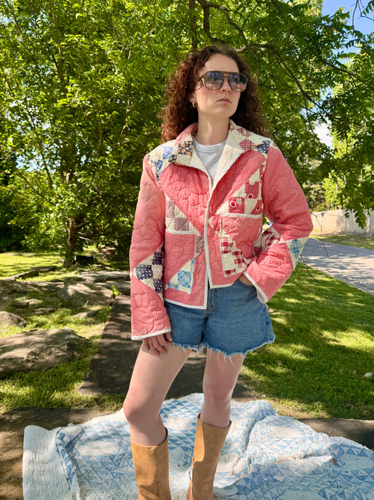 Pink Patchwork Quilt Jacket M/L