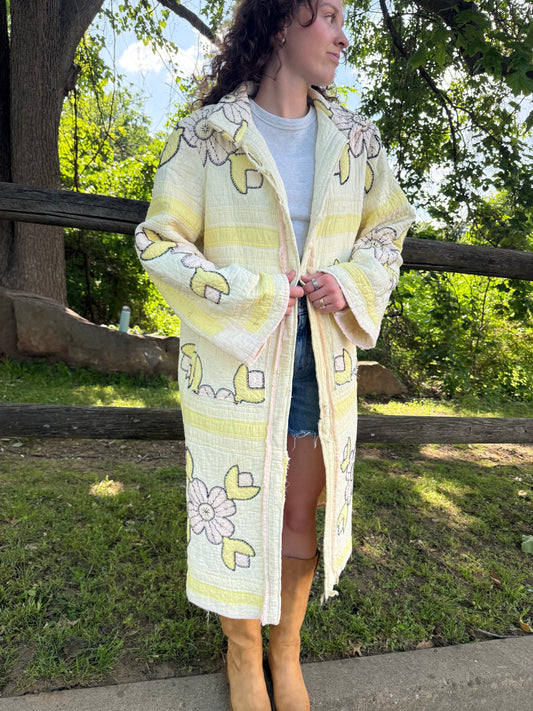Butter Yellow Floral Duster M/L