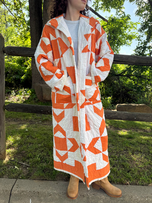 Orange + White Duster M/L