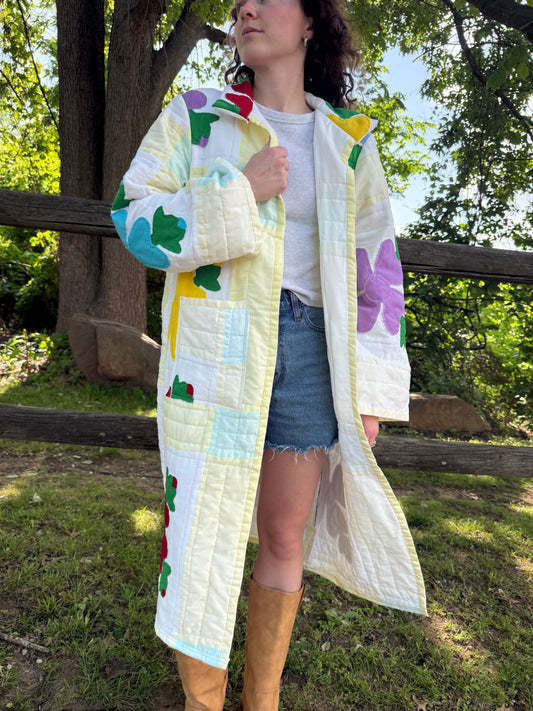 Bright Floral Applique Duster M/L