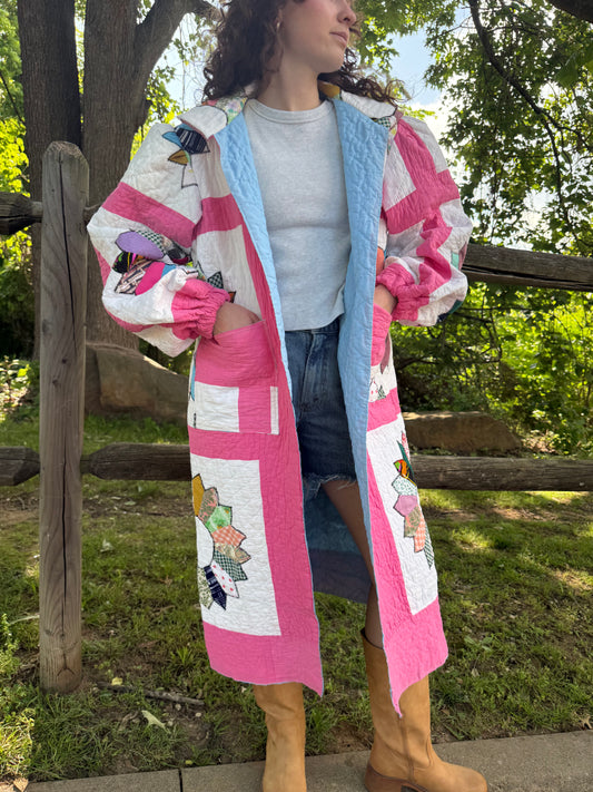 Pink Puff Sleeve Duster M/L